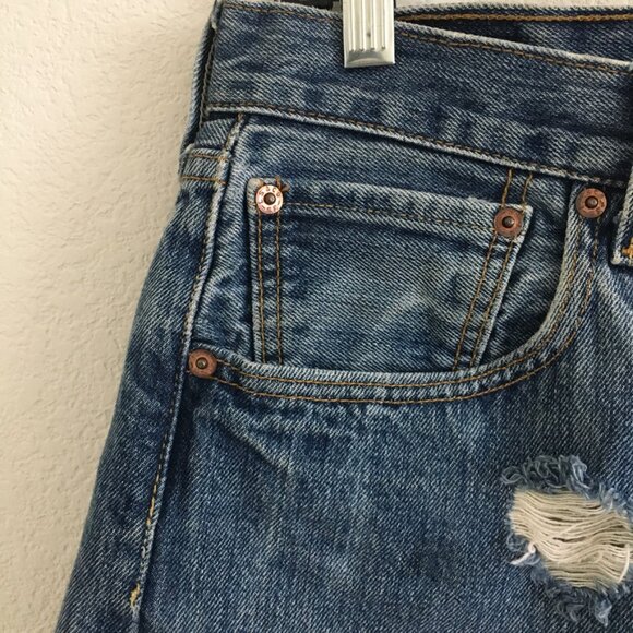 Furst Of A Kind Levi's Womens 28 Denim Shorts Distressed Button Fly Cotton - Picture 2 of 16